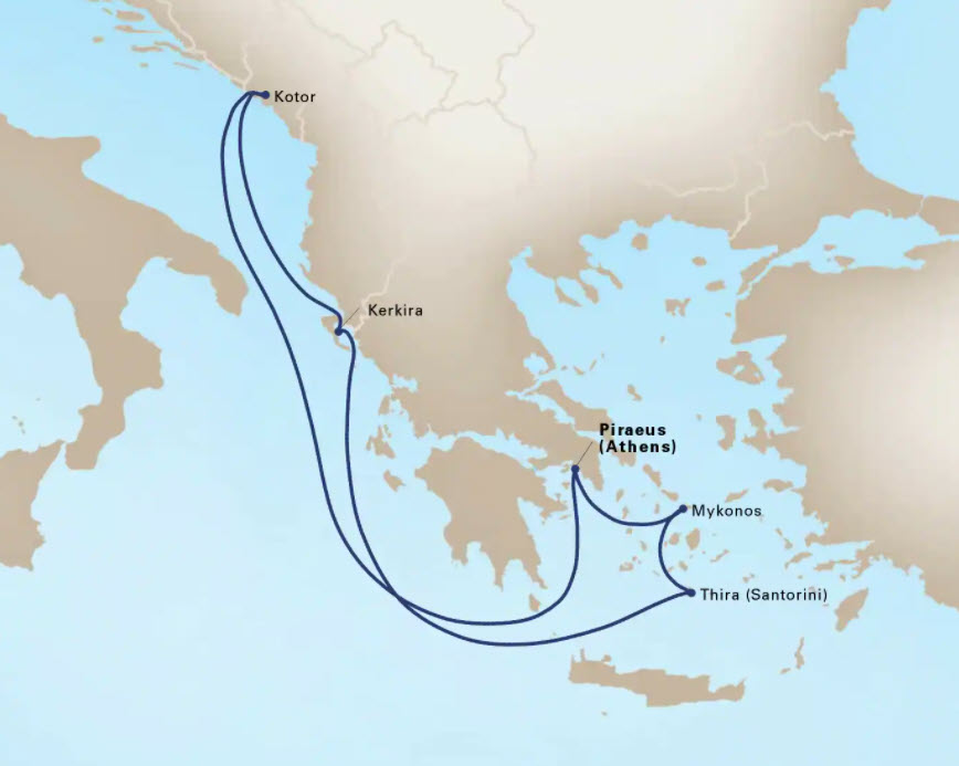 Holland America line map Griekenland
